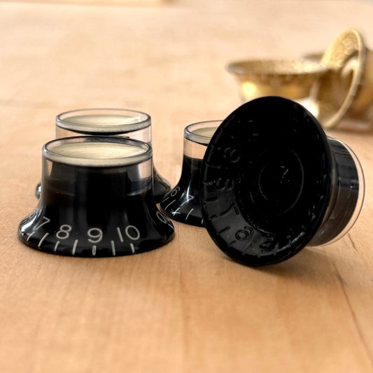 Vintage Reflector Knobs (Black / Gold Top)