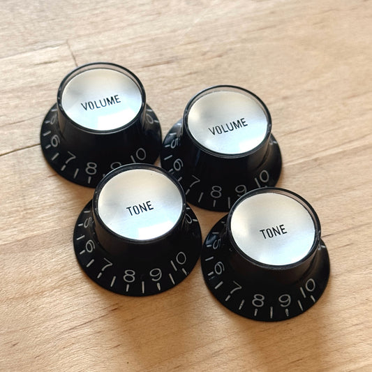 Vintage Reflector Knobs (Black / Silver Top)