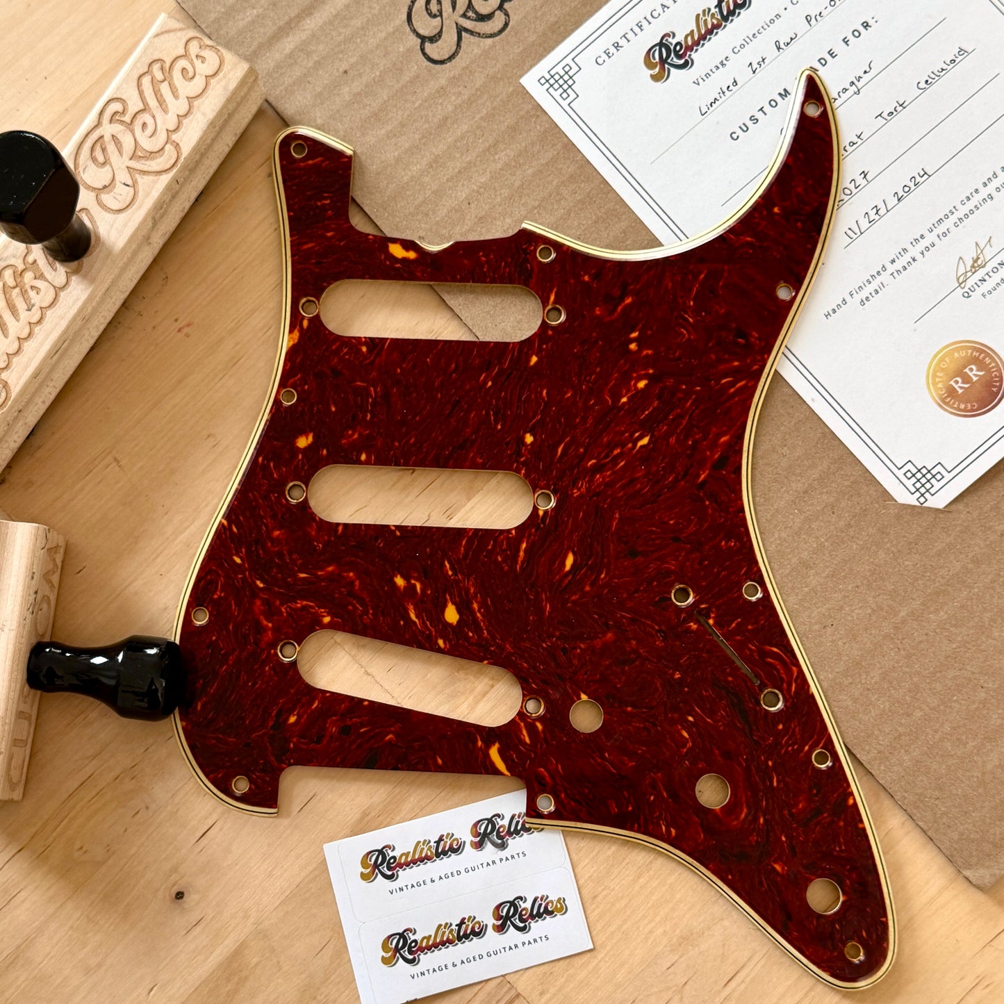 Limited Pre-Order • Aged 1962 Strat® Celluloid Tortoise Shell Pickguard
