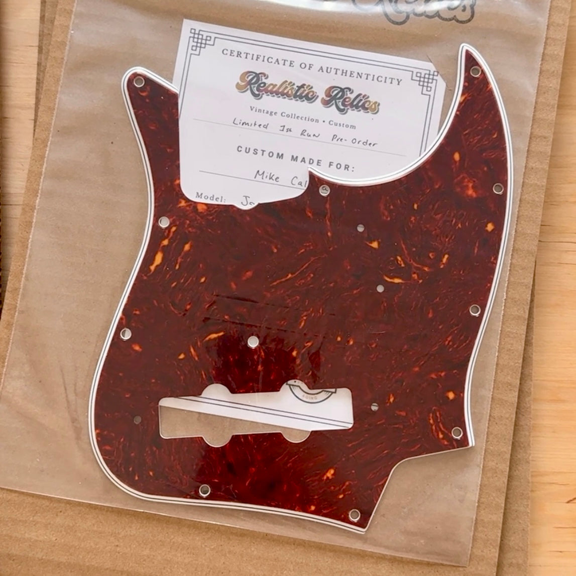 Limited Pre-Order • Aged 1960's Jazz Bass® Celluloid Tortoise Shell Pickguard
