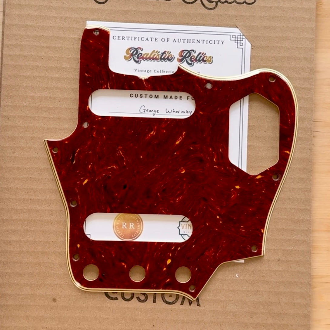 Limited Pre-Order • Aged Jaguar® (Reissue Pattern) Celluloid Tortoise Shell Pickguard