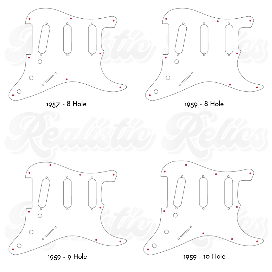 ★Refinish and Multilayer RelicStrato★ 1959 Strat® Pickguard in Mint (Multi Pattern) – Realistic Relics