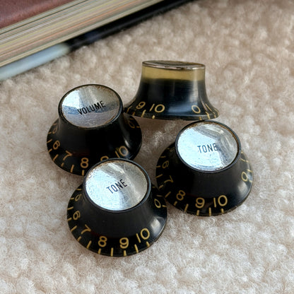 Burst • 1960 Reflektor-Potiknöpfe Schwarz/Silber (CAB)