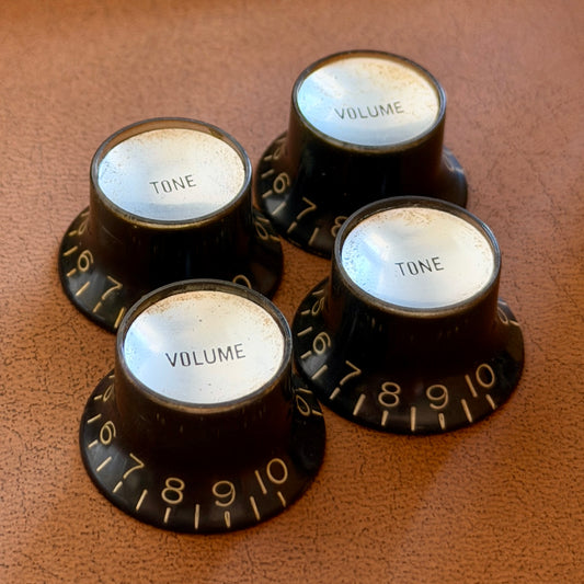 Vintage Reflector Knobs (Black / Silver Top)