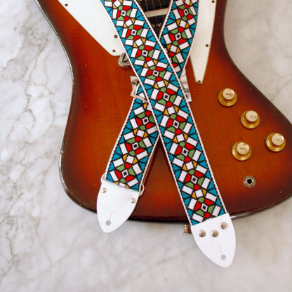 Blue 'Stained Glass' Guitar/Bass Hippie Strap — official supplier photo 3