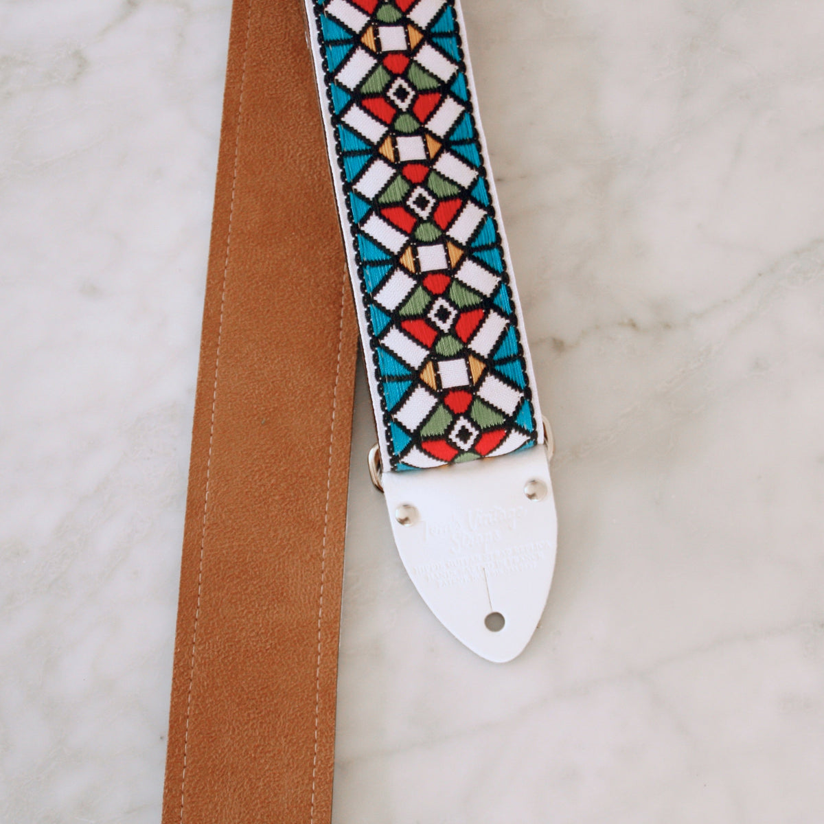 Blue 'Stained Glass' Guitar/Bass Hippie Strap — official supplier photo 5